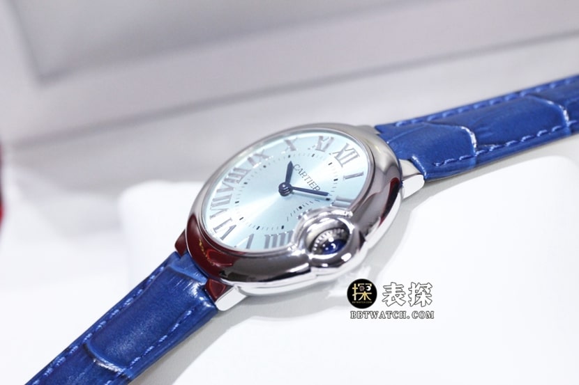 GTG Cartier blue balloon watch ladies blue dialleather strap model pictures and prices side live photo