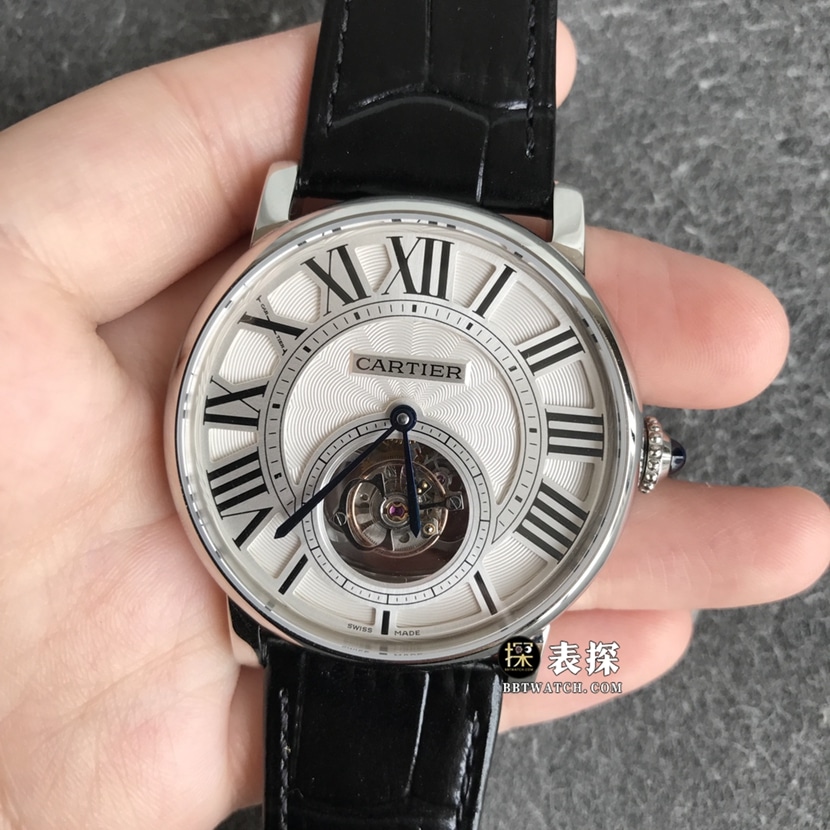 BBR factory CartierW1556216super watch men's silver gray plate tourbillonleather strap model picture and price front live photo