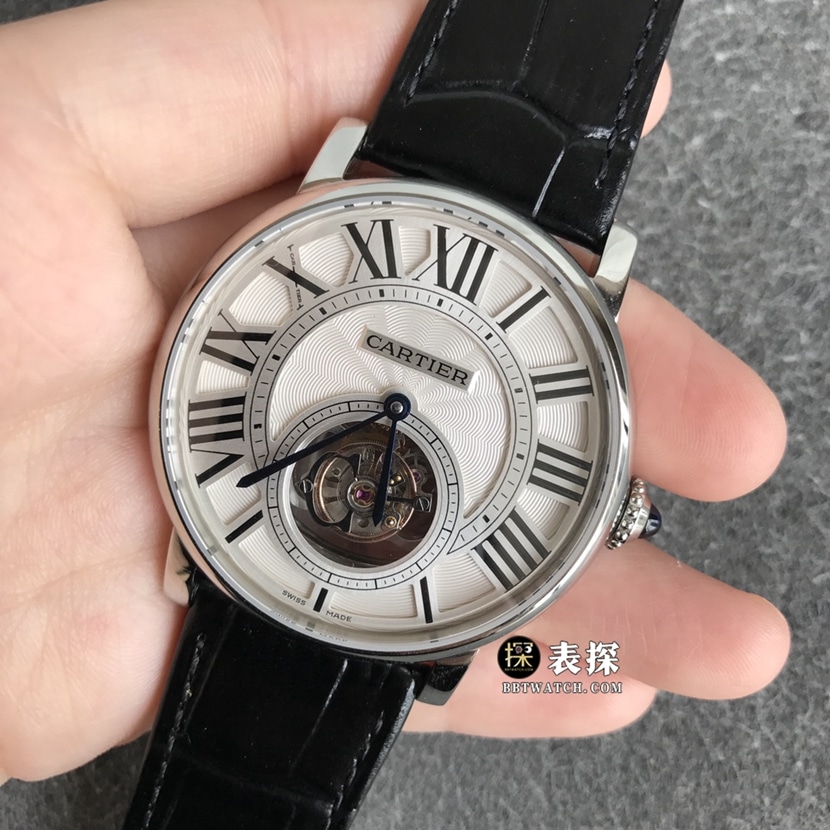 BBR factory CartierW1556216super watch men's silver gray plate tourbillonleather strap model picture and price front live photo