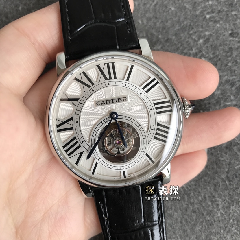 BBR factory CartierW1556216super watch men's silver gray plate tourbillonleather strap model picture and price front live photo