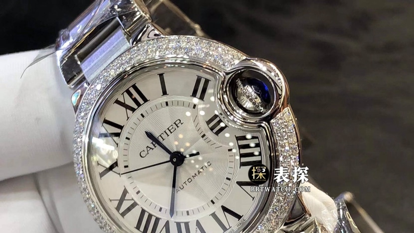 Cartier blue balloon top-tier watch women's white dial diamond steel bracelet model pictures and prices front live photo