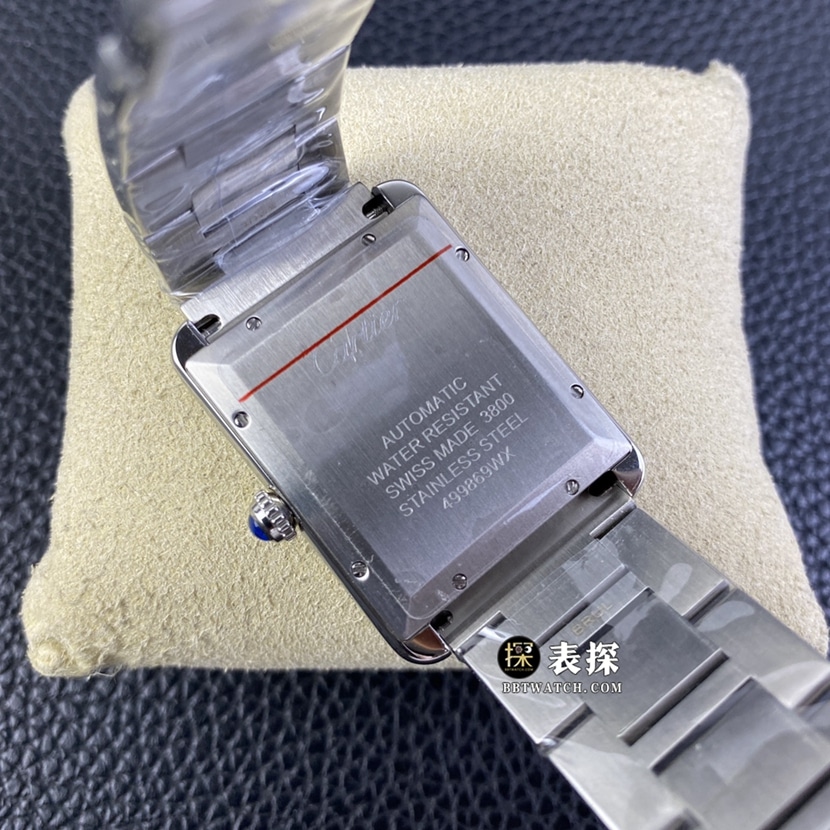 Cartier tank W5200028top-tier 1:1super watch men's silver white dialsteel bracelet picture and price caseback live photo