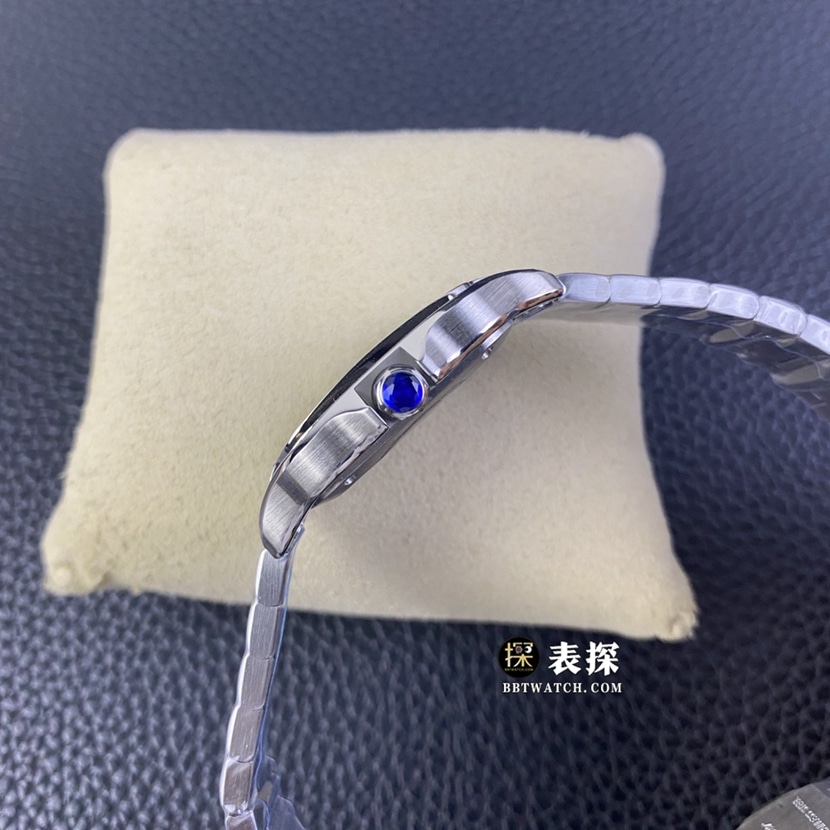 A8 factory Cartier Santos top-tier watch men's white dial diamond steel bracelet model pictures and prices side live photo