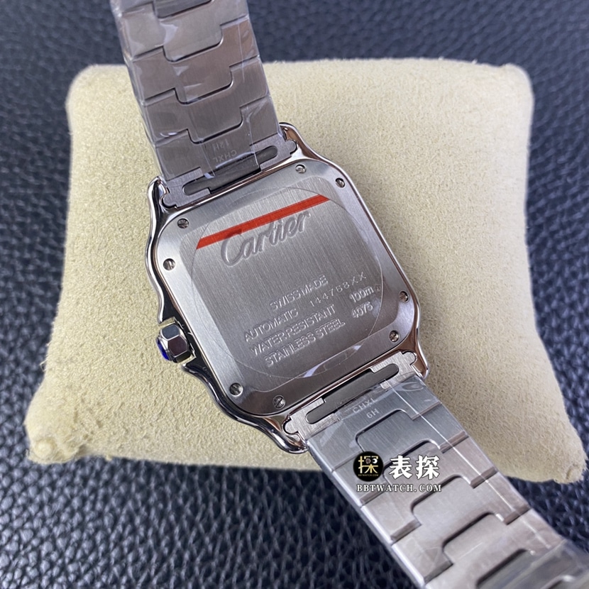 A8 factory Cartier Santos top-tier watch men's white dial diamond steel bracelet model pictures and prices caseback live photo