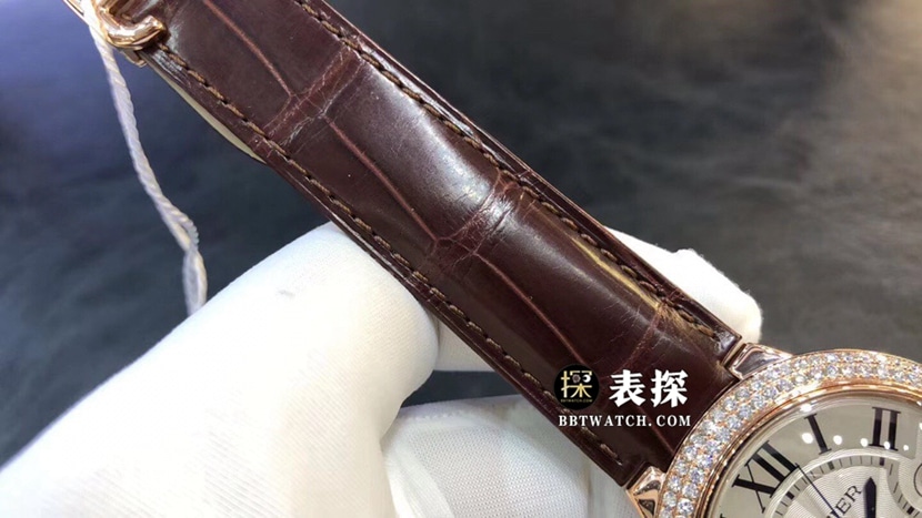 Cartier blue balloon watch men's silver gray plate rose gold diamond leather strap model pictures and prices braceletlive photos