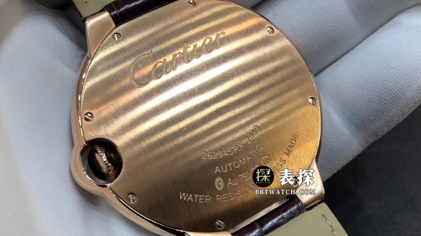 Cartier blue balloon watch men's silver gray plate rose gold diamond leather strap model pictures and prices caseback live photo