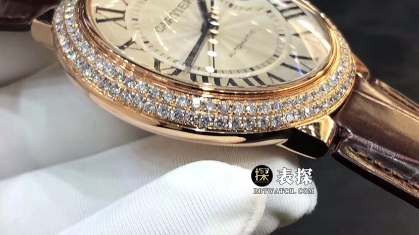 Cartier blue balloon watch men's silver gray plate rose gold diamond leather strap model pictures and prices side live photo