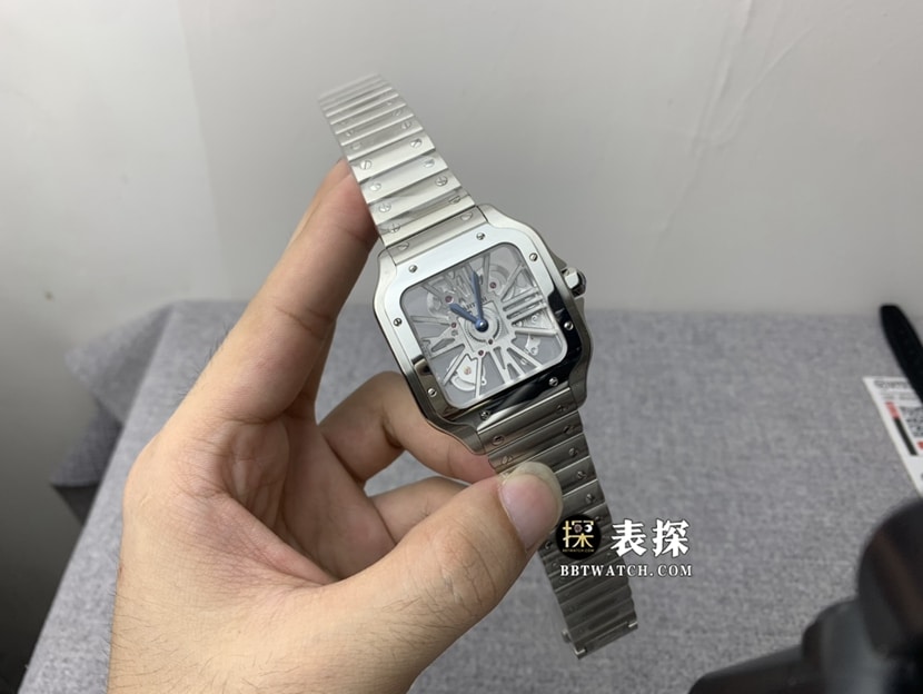 TW factory Cartier Santos watch men's hollow steel bracelet model pictures and prices front live photo