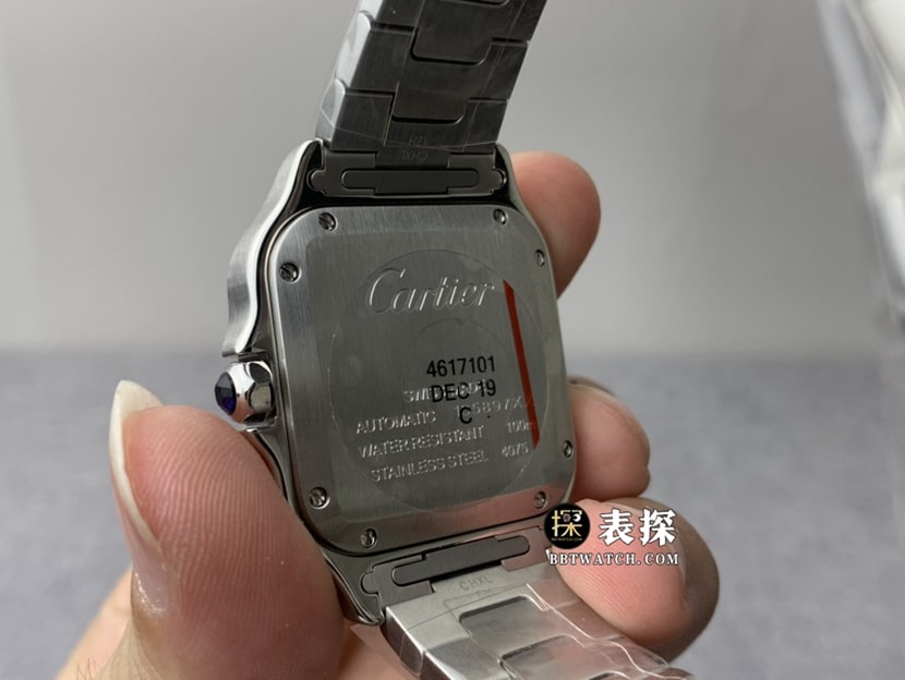 GF FactoryCartier Santos top-tier watch ladies silver white dialsteel bracelet model pictures and prices caseback live photo