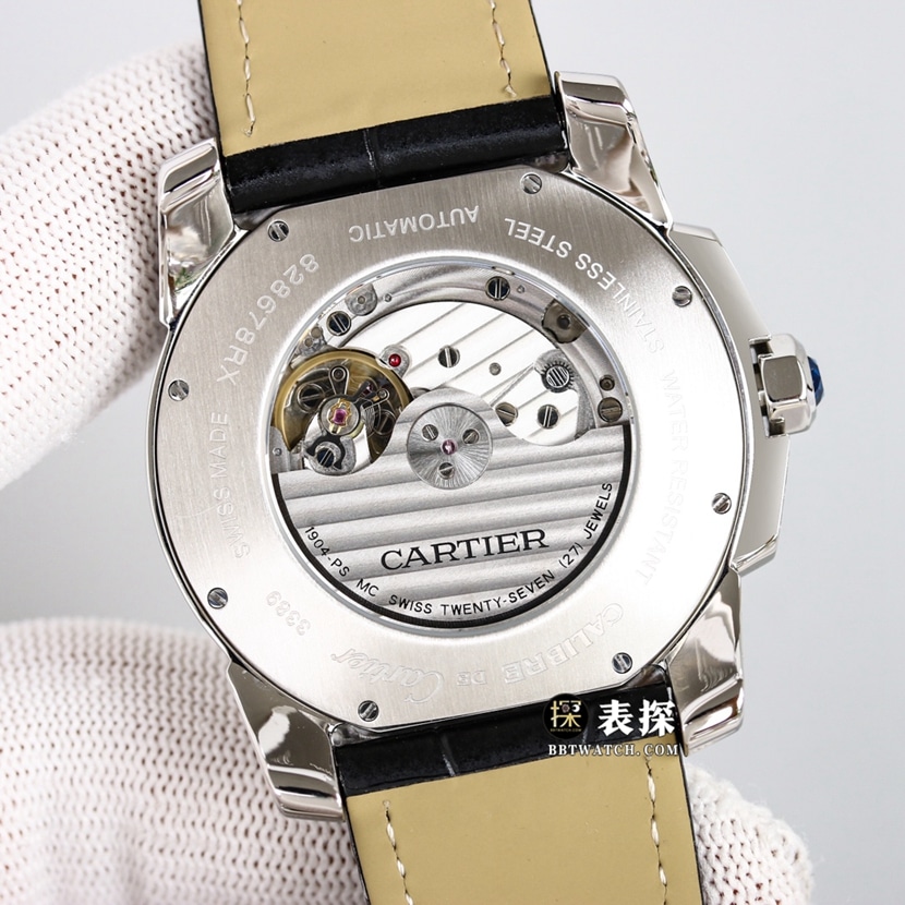 F5 factory CartierWF100015top-tier 1:1super watch men's silver gray plate rose gold diamond leather strap model picture and price caseback live photo