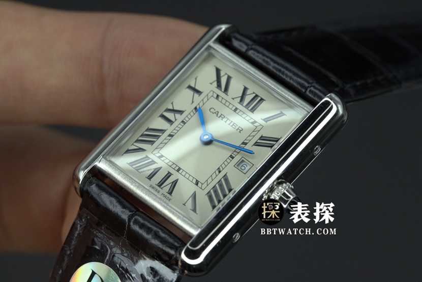 DR factory Cartier tank top-tier 1:1super watch ladies white dial blue needle leather strap model pictures and prices front live photo
