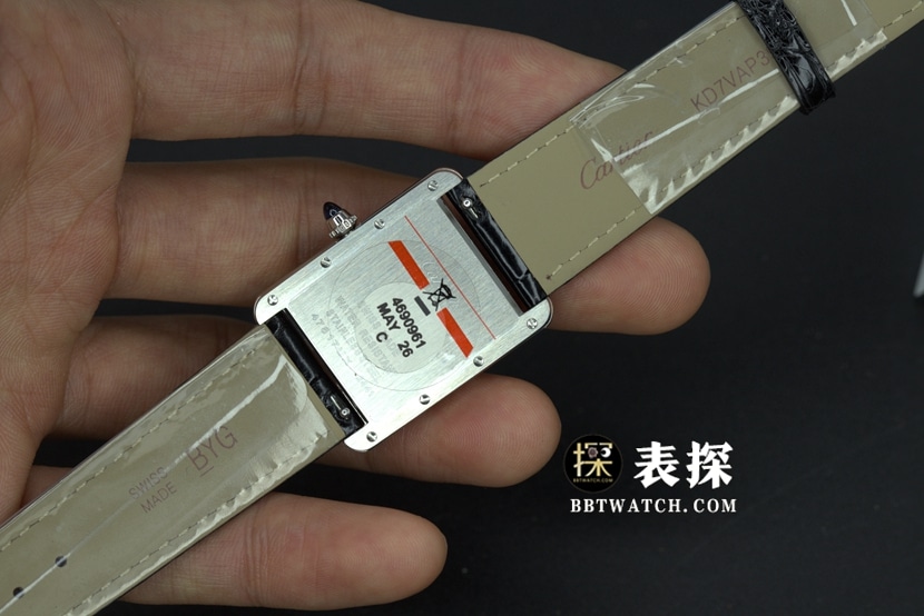 DR factory Cartier tank top-tier 1:1super watch ladies white dial blue needle leather strap model pictures and price caseback live photo