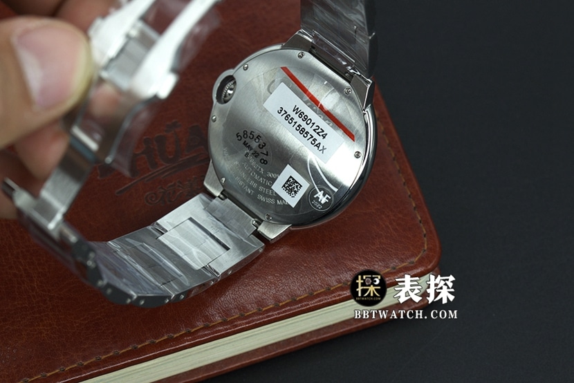 AF FactoryCartier blue balloon watch men's white dial blue needle steel bracelet model pictures and prices caseback live photo