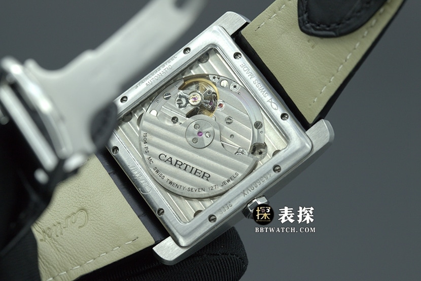F5 factory Cartier tank watch men's Andy Lau same leather strap model pictures and prices caseback live photo