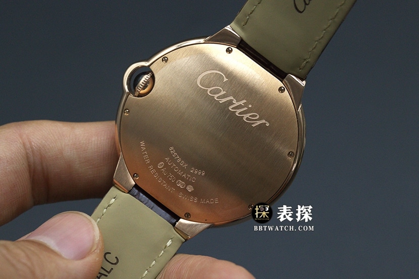 AF FactoryCartier blue balloon WGBB0030top-tier watch men's silver gray plate leather strap model pictures and prices caseback live photo