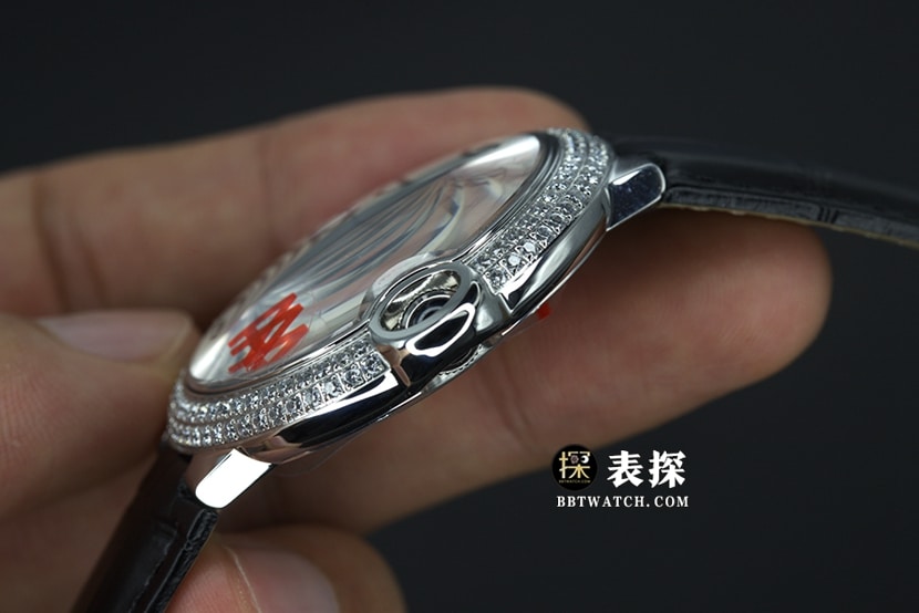 V6 factory Cartier blue balloon WE9009511:1super watch men's silver white dialleather strap picture and price side live photo