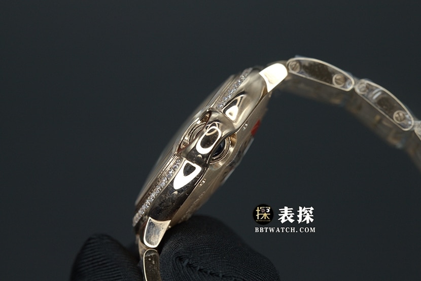 TW factory Cartier blue balloon top-tier high-quality watch women's silver dial chrysanthemum pattern diamond steel bracelet model pictures and prices side live photo
