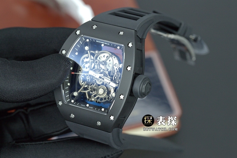 BBR men's Richard Mille1:1replica watch black ceramic hollow rubber model side live photo