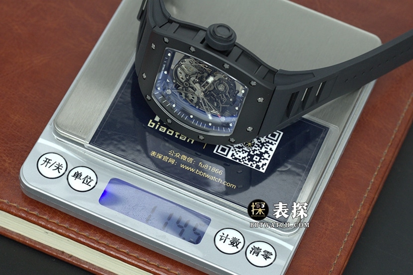 BBR men's Richard Mille1:1replica watch black ceramic hollow rubber model weight live photos