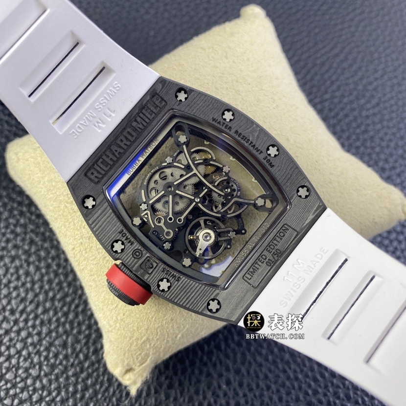 Richard Mille men's RM 055 NTPT1:1top-tier watch men's hollow disc rubber model pictures and prices caseback live photo