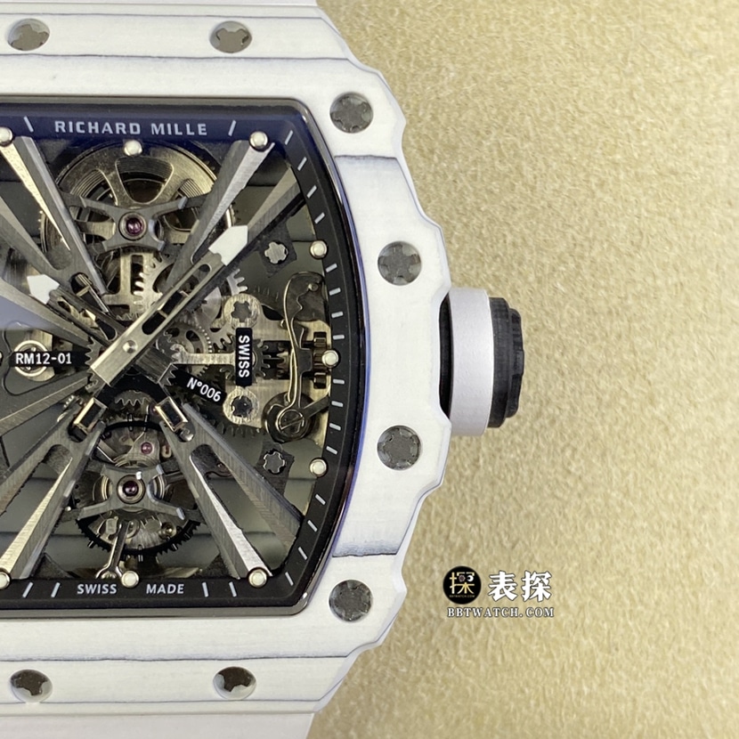 Richard Mille men's RM 12-01top-tier 1:1high-quality watch men's hollow disc rubber model pictures and prices front live photo