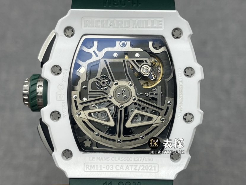 KV FactoryRichard Mille men's RM 11-02 LMC1:1super watch men's black dial rubber model picture and price caseback live photo
