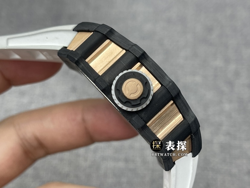 Richard Mille men's RM 21-011: 1top-tier watch men's hollow dial tourbillon rubber model pictures and prices side live photo