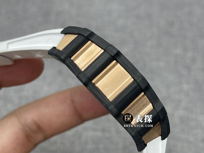 Richard Mille men's RM 21-011: 1top-tier watch men's hollow dial tourbillon rubber model pictures and prices side live photo