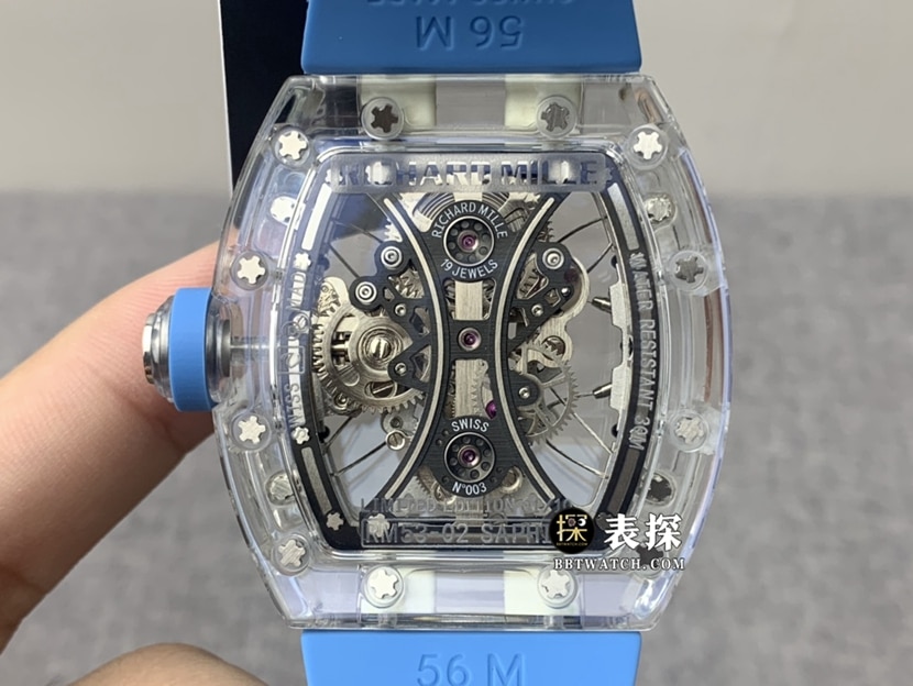 JB factory Richard Mille men's RM 53-02top-tier 1:1high-quality watch men's hollow disc rubber model picture and price caseback live photo