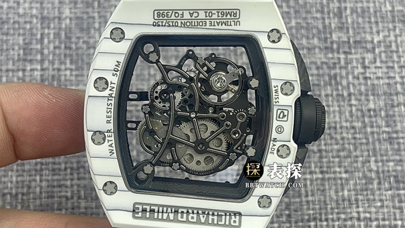 BBR factory Richard Mille men's RM 055 NTPT1:1super watch men's hollow disc rubber model picture and price caseback live photo