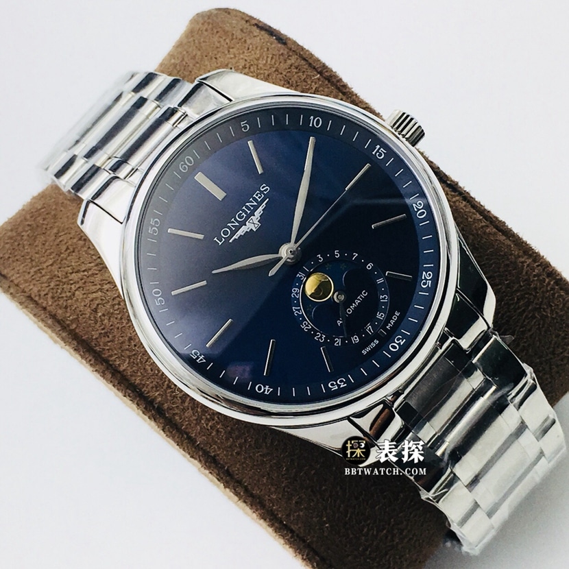 LG factory Longines watchmaking traditional watch men's blue dialmoon phasesteel bracelet model picture and price front live photo
