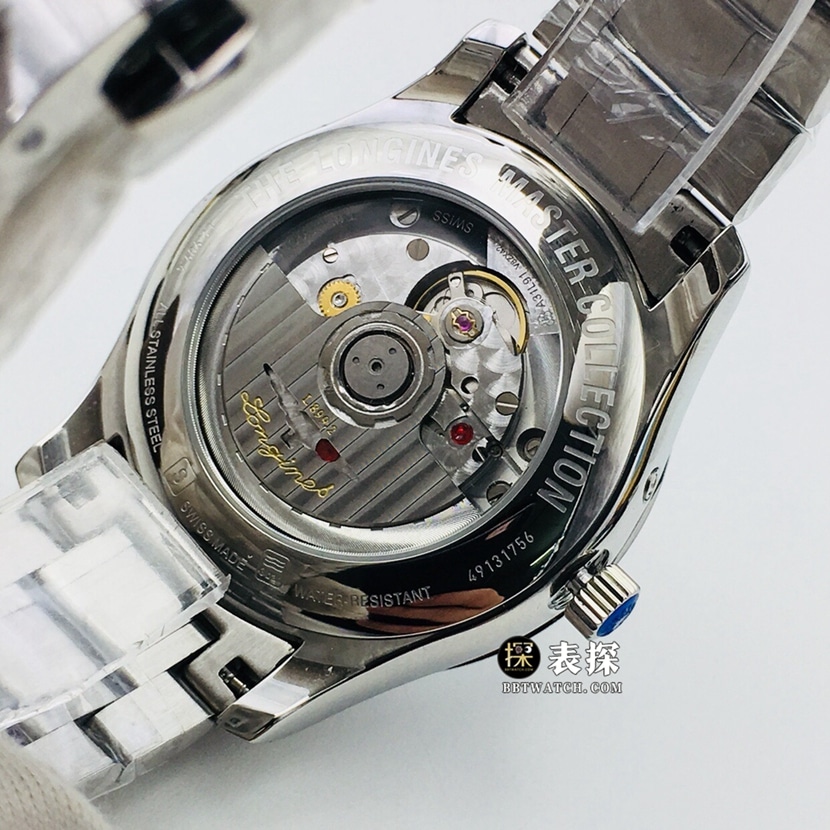 LG factory Longines watchmaking traditional watch men's blue dialmoon phasesteel bracelet model pictures and prices caseback live photo