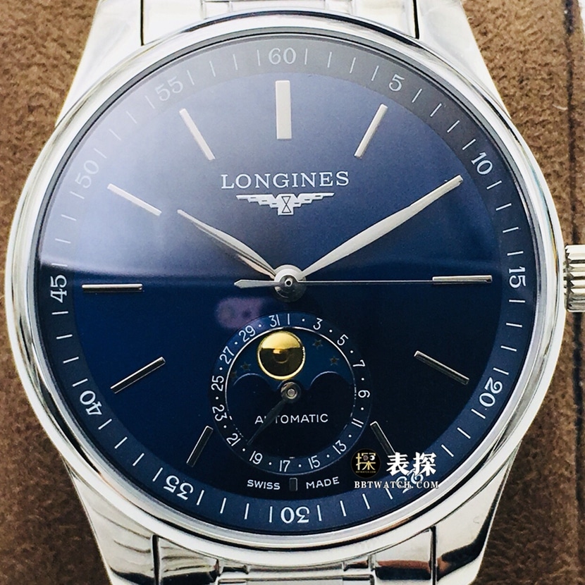 LG factory Longines watchmaking traditional watch men's blue dialmoon phasesteel bracelet model picture and price front live photo