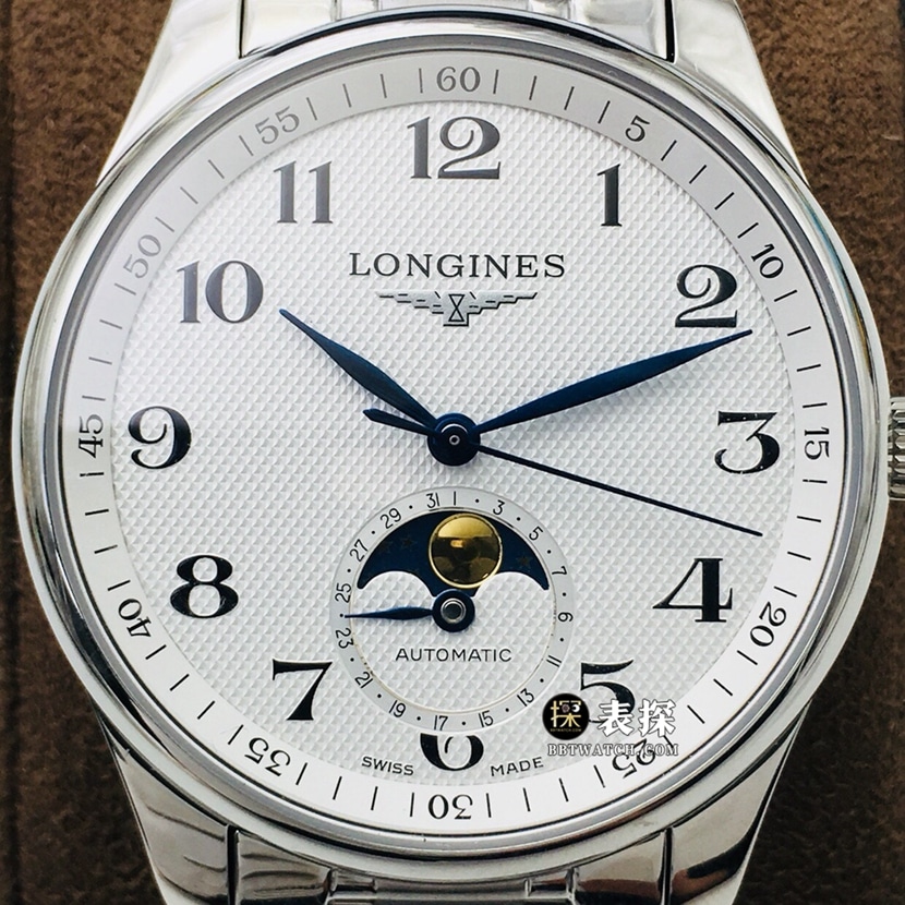 LG factory Longines watchmaking traditional top-tier 1:1high-quality watch men's silver wheat plate moon phasesteel bracelet model pictures and prices front live photo