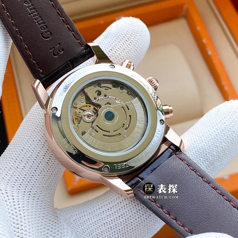 Longines retro top-tier watch men's white dial multi-function six-pin moon phaseleather strap model pictures and prices back live photos