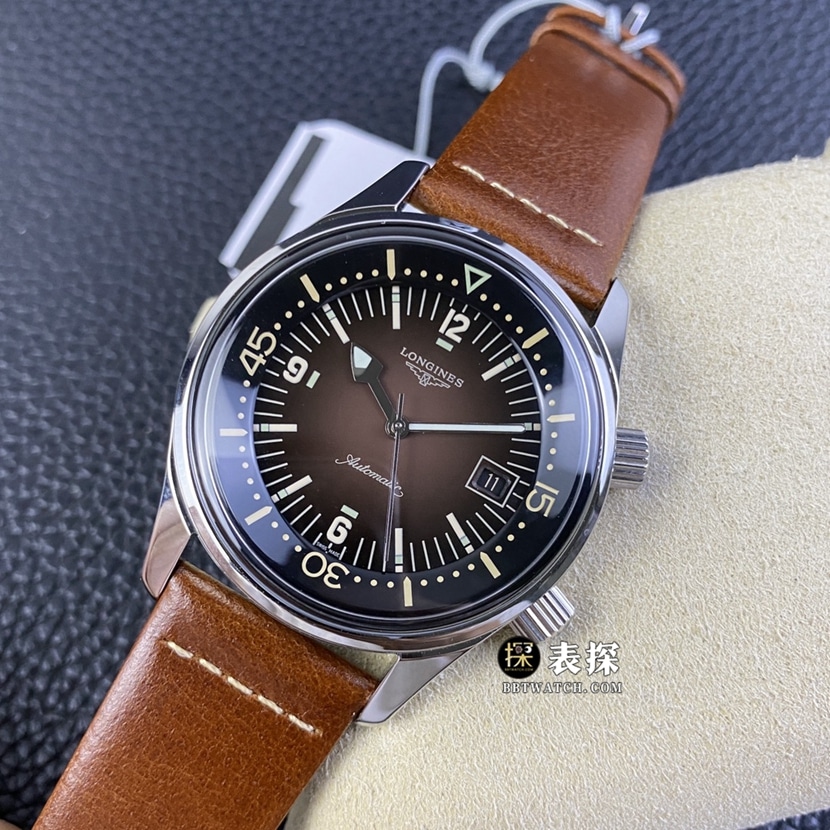 OS factory Longines classic watch men's brown plate leather strap model pictures and prices front live photo
