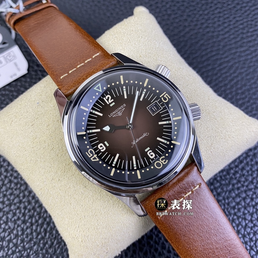 OS factory Longines classic watch men's brown plate leather strap model pictures and prices front live photo