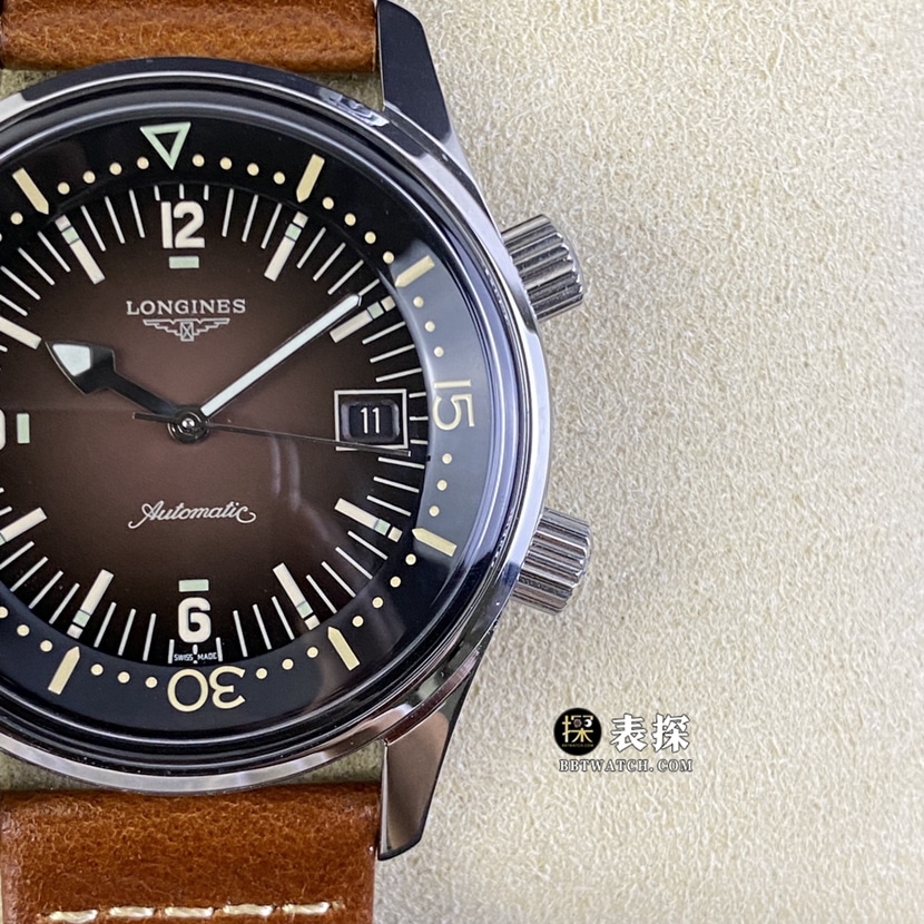 OS factory Longines classic watch men's brown plate leather strap model pictures and prices front live photo