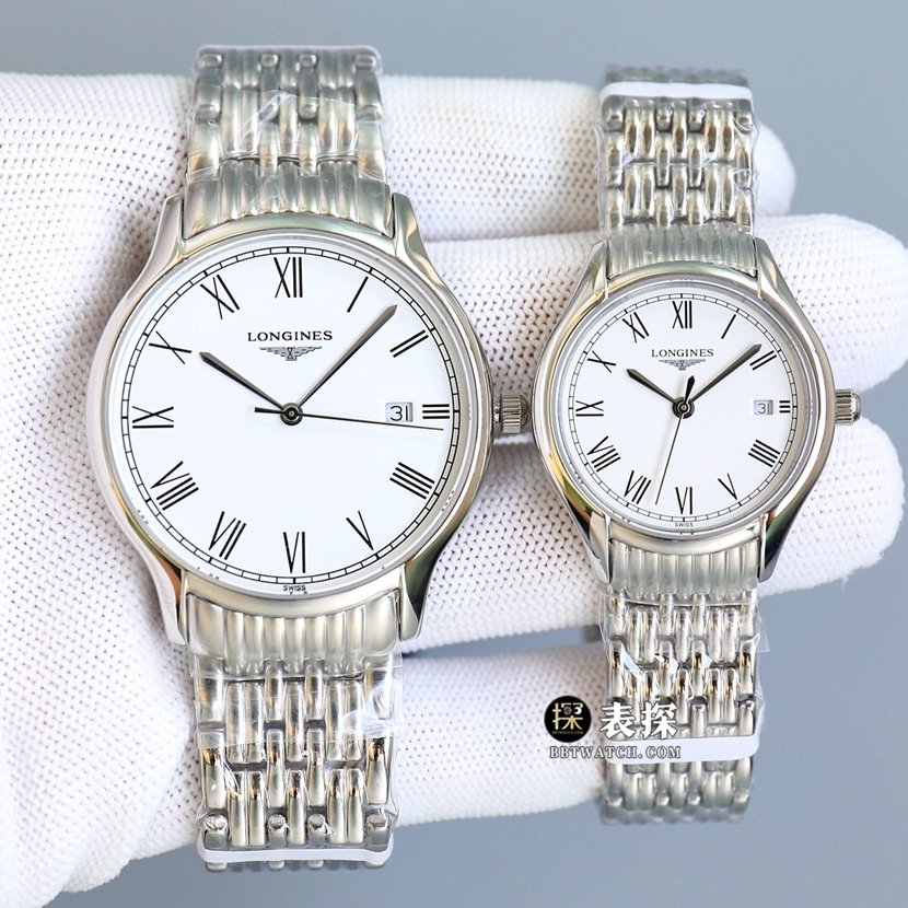 GS factory Longines classic top-tier watch couple white dialsteel bracelet picture and price front live photo
