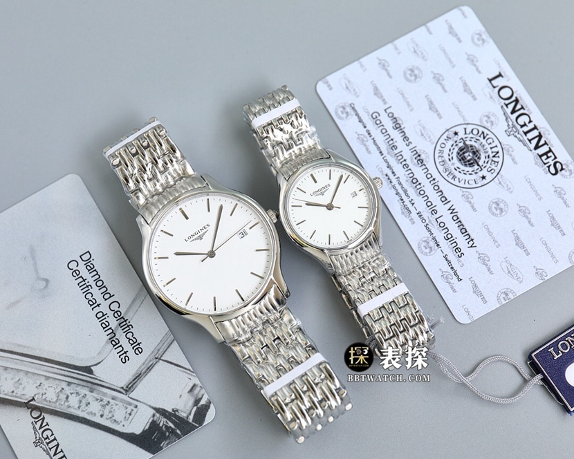 GS factory Longines classic top-tier watch couple white dialsteel bracelet picture and price front live photo