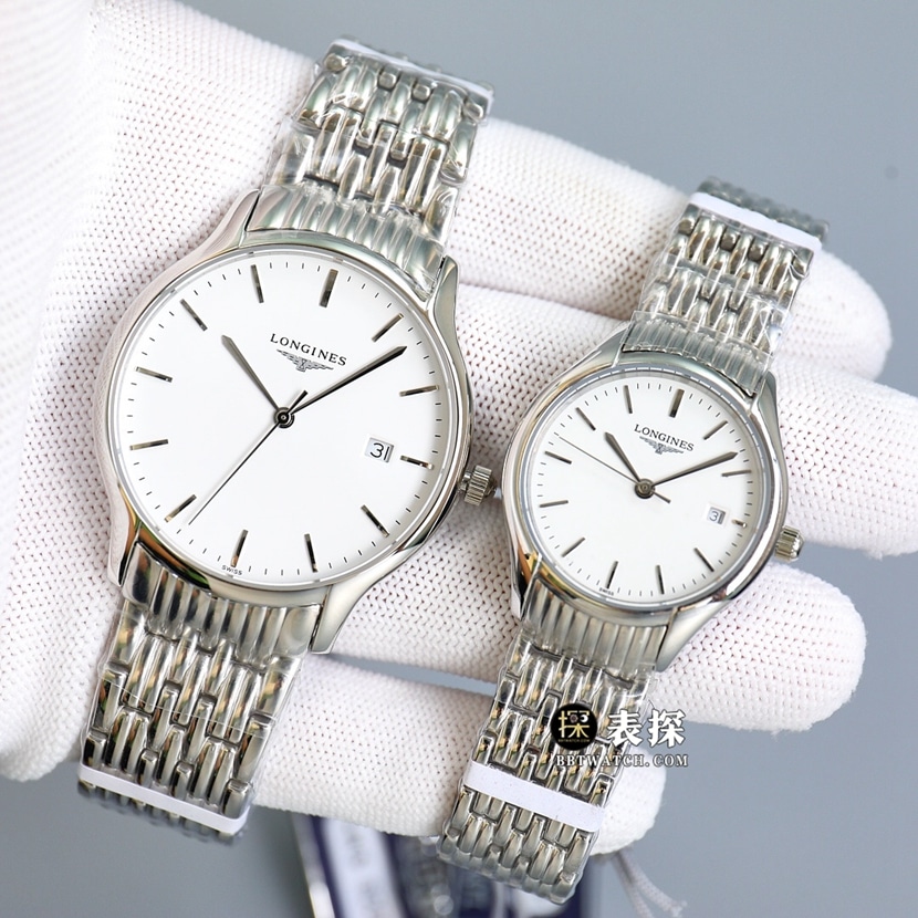 GS factory Longines classic top-tier watch couple white dialsteel bracelet picture and price front live photo