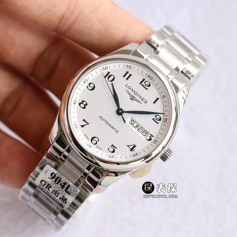 GR factory Longines watchmaking traditional top-tier watch men's silver wheat grain plate steel bracelet model pictures and prices front live photo