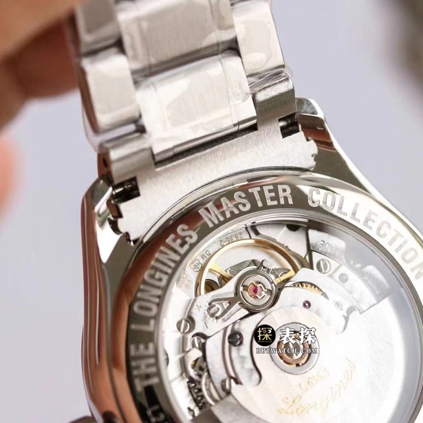 GR factory Longines watchmaking traditional top-tier watch men's silver wheat grain plate steel bracelet model pictures and prices caseback live photo
