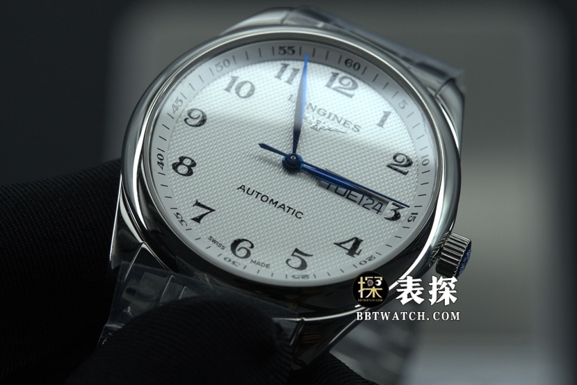 KL factory Longines famous craftsman top-tier high-quality watch picture and price white dial blue needle steel bracelet model front live photo