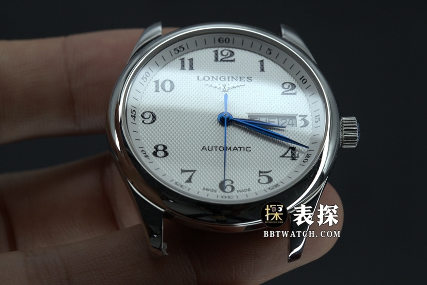 KL factory Longines famous craftsman top-tier high-quality watch picture and price white dial blue needle steel bracelet model front live photo