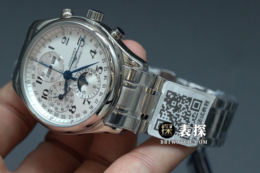 GS factory Longines famous eight-pin moon phasetop-tier watch white dial blue needle steel bracelet model pictures and prices overall live photos