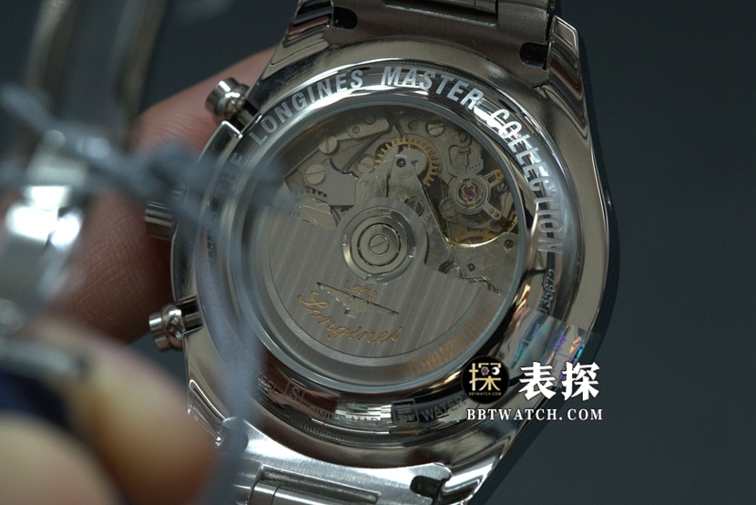 GS factory Longines famous eight-pin moon phasetop-tier watch white dial blue needle steel bracelet model picture and price caseback live photo