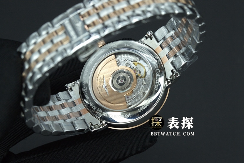 Longines Boya watch men's white dial black needle steel bracelet picture and price caseback live photo