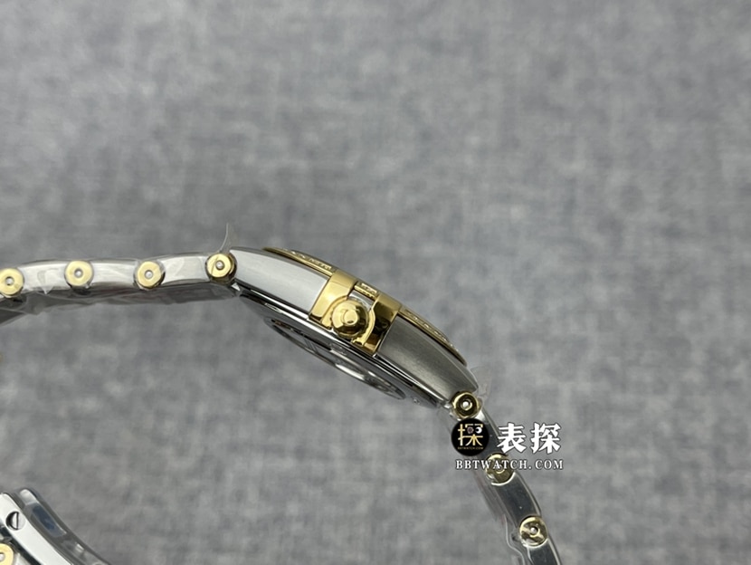 3S factory Omega Constellation top-tier watch women's white mother-of-pearl plate yellow gold diamond steel bracelet model pictures and prices side live photo