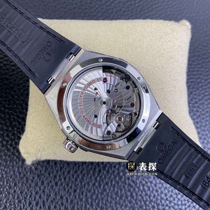 SBF factory Omega constellation watch men's black dialleather strap model pictures and prices caseback live photo